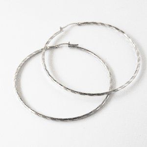 Twisted Sterling Silver Hoops big hoop earrings Medium thin hoops
